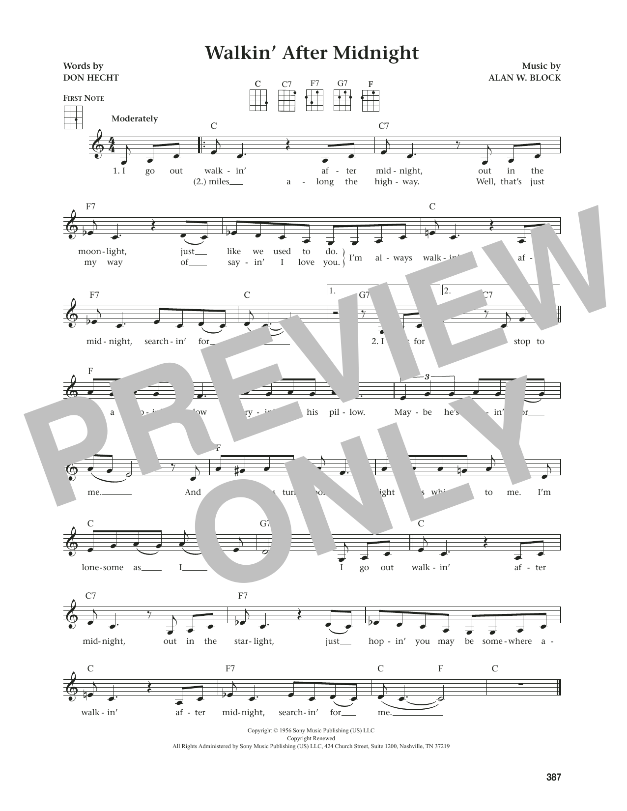 Product gallery: Page 1 of 1 Walkin' After Midnight (from The Daily Ukulele) (arr. Jim Beloff), Patsy Cline