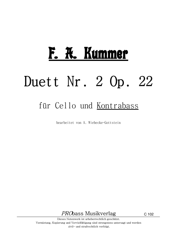 Produktbild zu: Duett Nr. 2 Op. 22Friedrich August Kummer