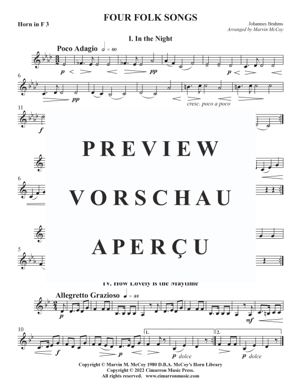 Product gallery: Page 9 of 10 Four Folk Songs, , Horn Quartet