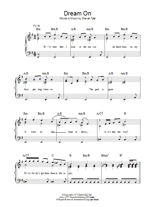 Produktgalerie: Seite 1 von 1 Dream On, Aerosmith, Gesang, Gitarre, Klavier