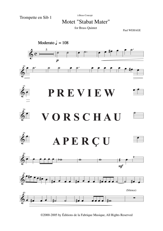 Produktgalerie: Seite 19 von 21 Motet Stabat Mater , , (Blechbläserquintett)