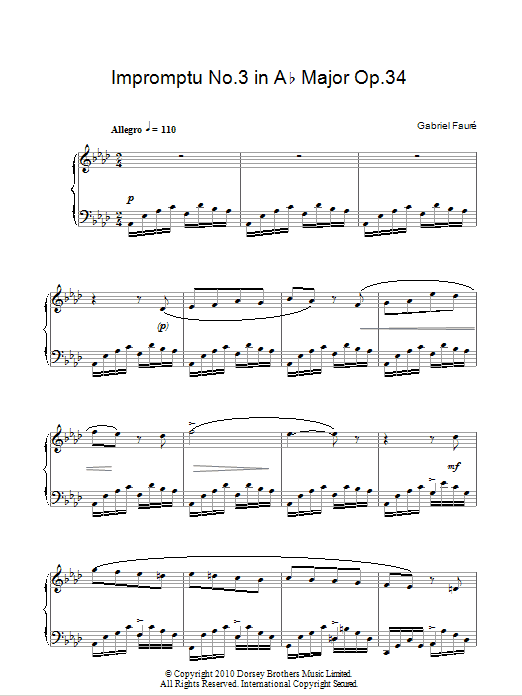 Product gallery: Page 1 of 1 Impromptu No. 3 In A Flat, Gabriel Faure