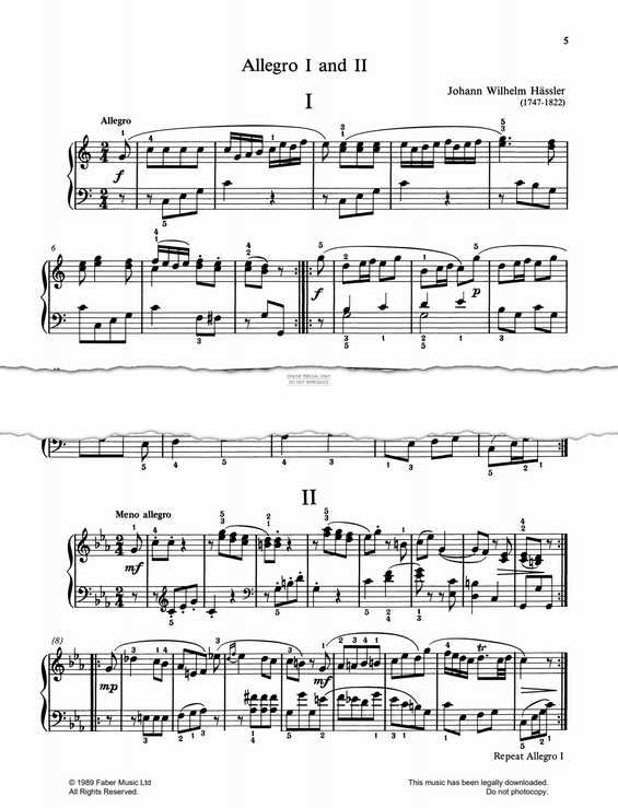 Produktgalerie: Seite 1 von 1 Allegro I & II, Johann Wilhelm Hässler, Klavier
