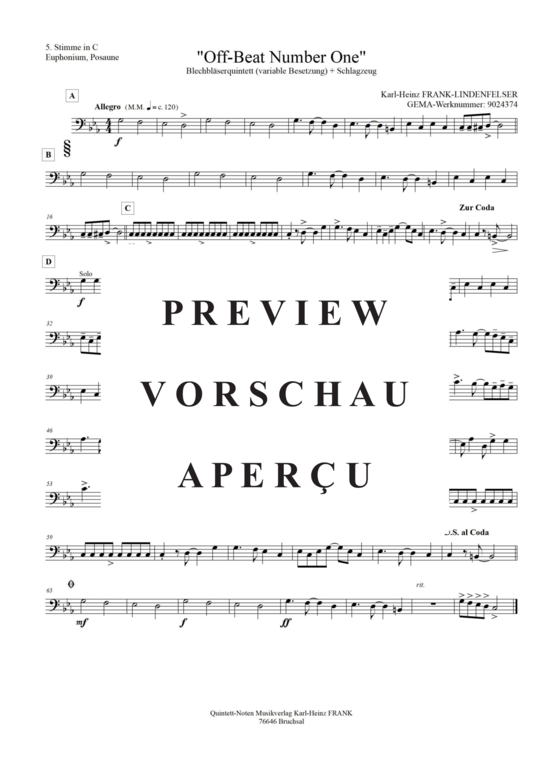 Produktgalerie: Seite 18 von 21 Off-Beat Number One , , (Quintett, variable Besetzung)