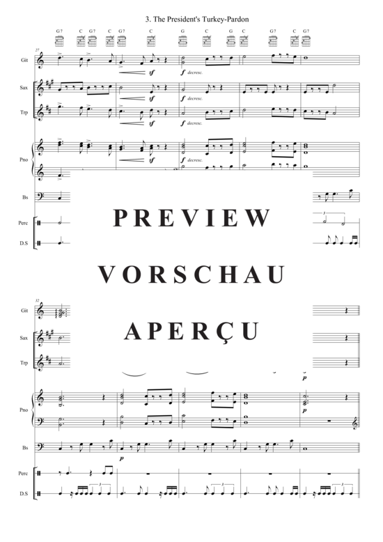 Produktgalerie: Seite 5 von 21 The President´s Turkey-Pardon , , (Combo Band + Trompete in B, Alt Saxophon)