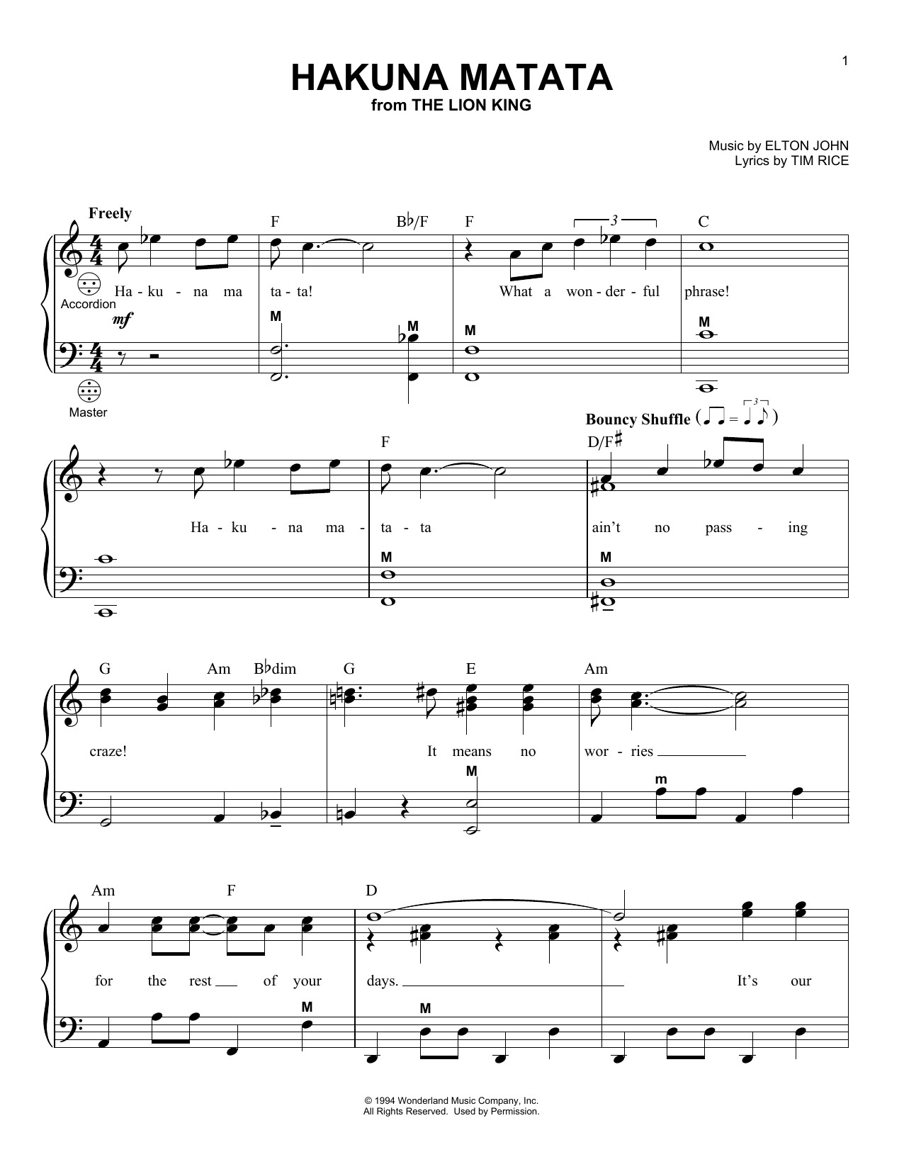 Produktbild zu:  Hakuna Matata (from The Lion King) - Elton John