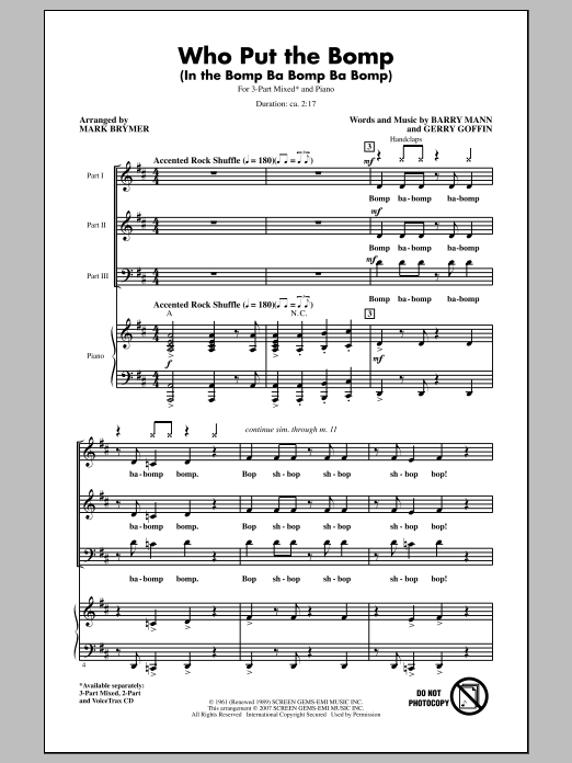 Produktgalerie: Seite 1 von 1 Who Put The Bomp (In The Bomp Ba Bomp Ba Bomp), Mark Brymer, Chor