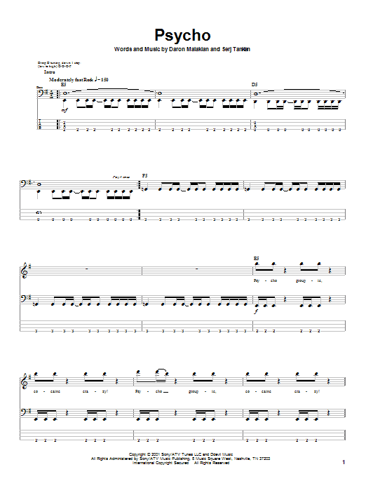 Produktgalerie: Seite 1 von 1 Psycho, System Of A Down, E-Bass