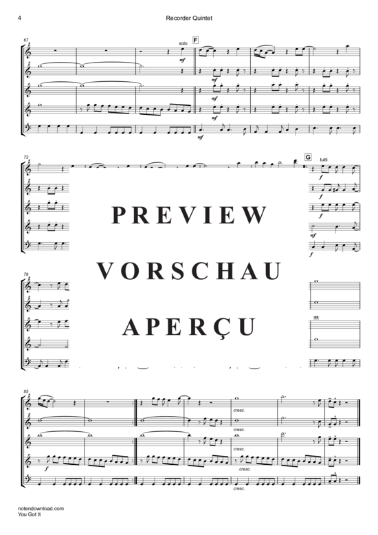 Product gallery: Page 5 of 21 You Got It (Blockflöten Quintett/Ensemble S(Sno)  S A(S)  T(A) , Orbison, Roy,  B Cb)