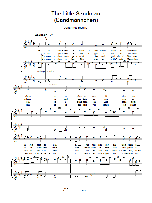Produktgalerie: Seite 1 von 1 Sandmannchen (The Little Sandman), Johannes Brahms, Gesang, Klavier