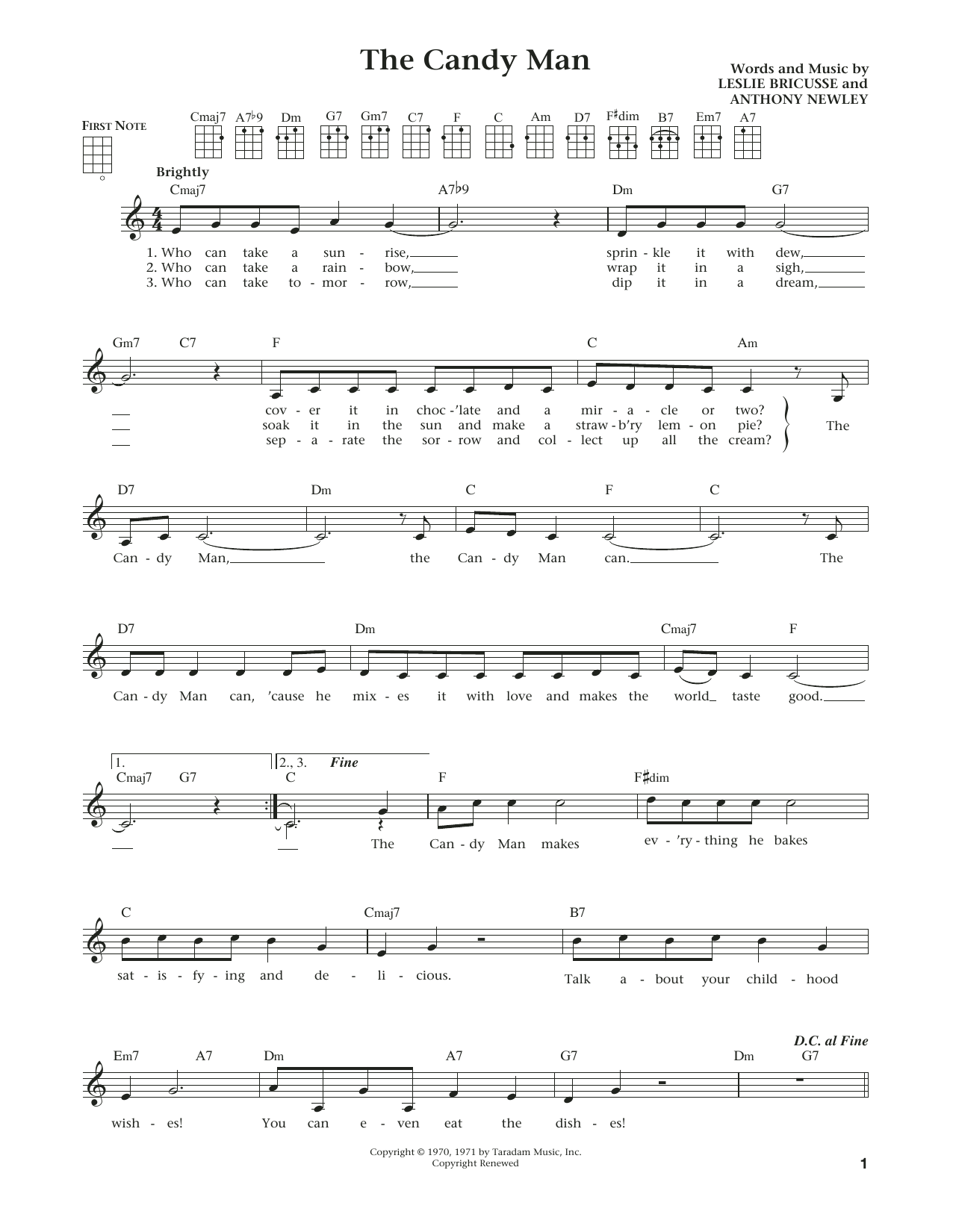 Product gallery: Page 1 of 1 The Candy Man (from The Daily Ukulele) (arr. Liz and Jim Beloff), Sammy Davis Jr.