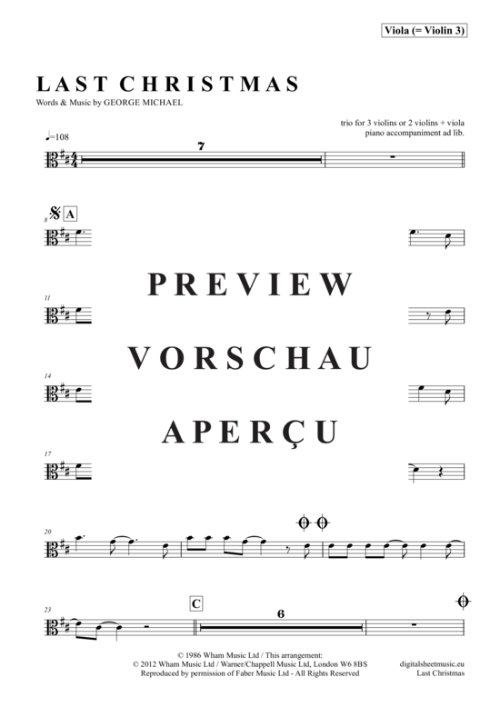 Produktgalerie: Seite 16 von 21 Last Christmas , Wham, (Violinen Trio + Klavier)