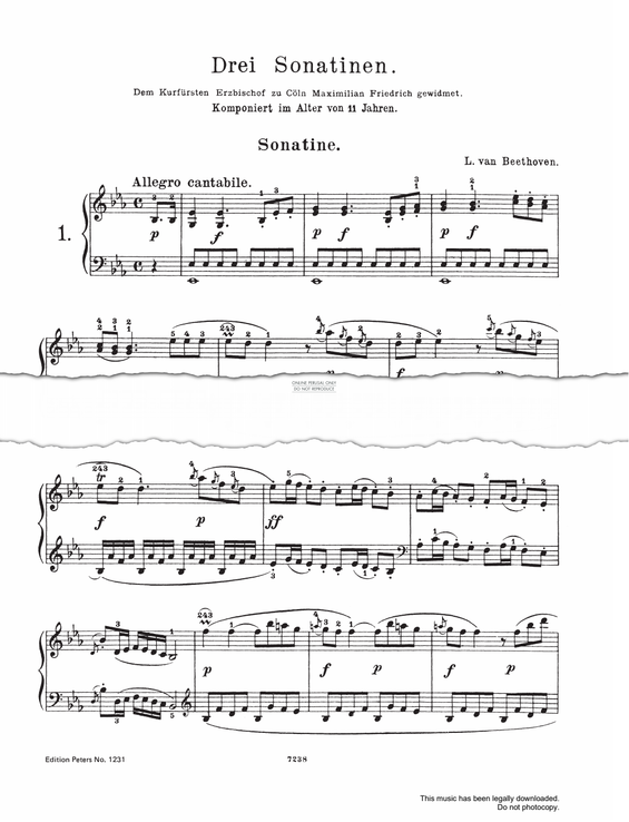 Produktgalerie: Seite 1 von 1 Sonatina In Eb Major, Ludwig van Beethoven, Klavier