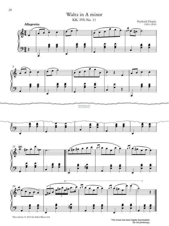 Product gallery: Page 1 of 1 Waltz in A minor (KK. IVb No. 11), Frederic Chopin