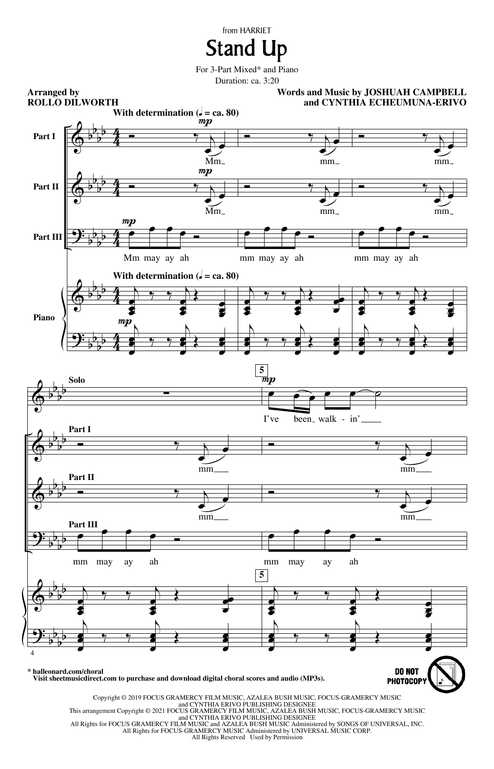 Product picture to: Stand Up (from Harriet) (arr. Rollo Dilworth)