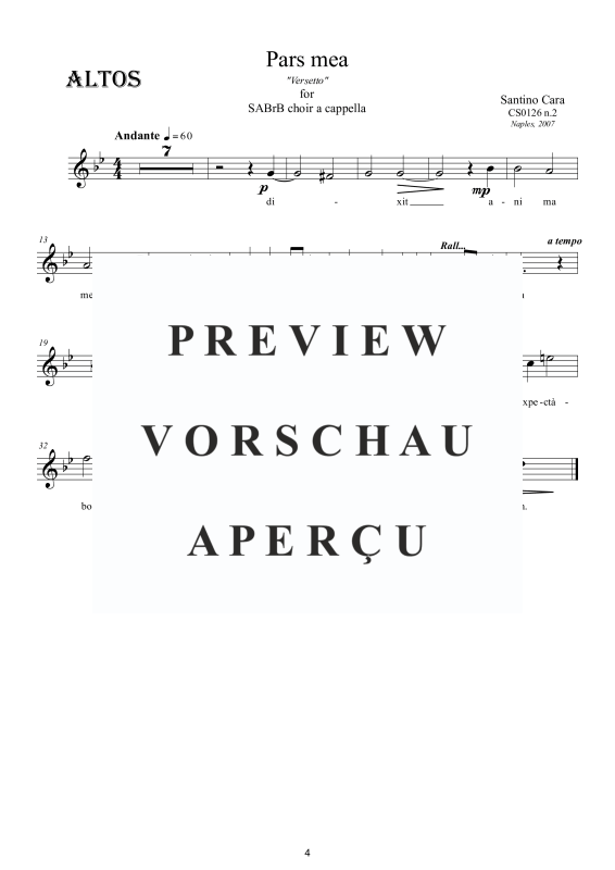 Produktgalerie: Seite 5 von 7 Pars mea - Versetto, , Gemischter Chor SA Bar B a capella