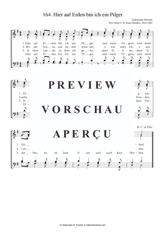 Product picture to: Hier auf Erden bin ich ein Pilger Italienische Melodie / Mary S. B. Dana Shindler, 1810-1883