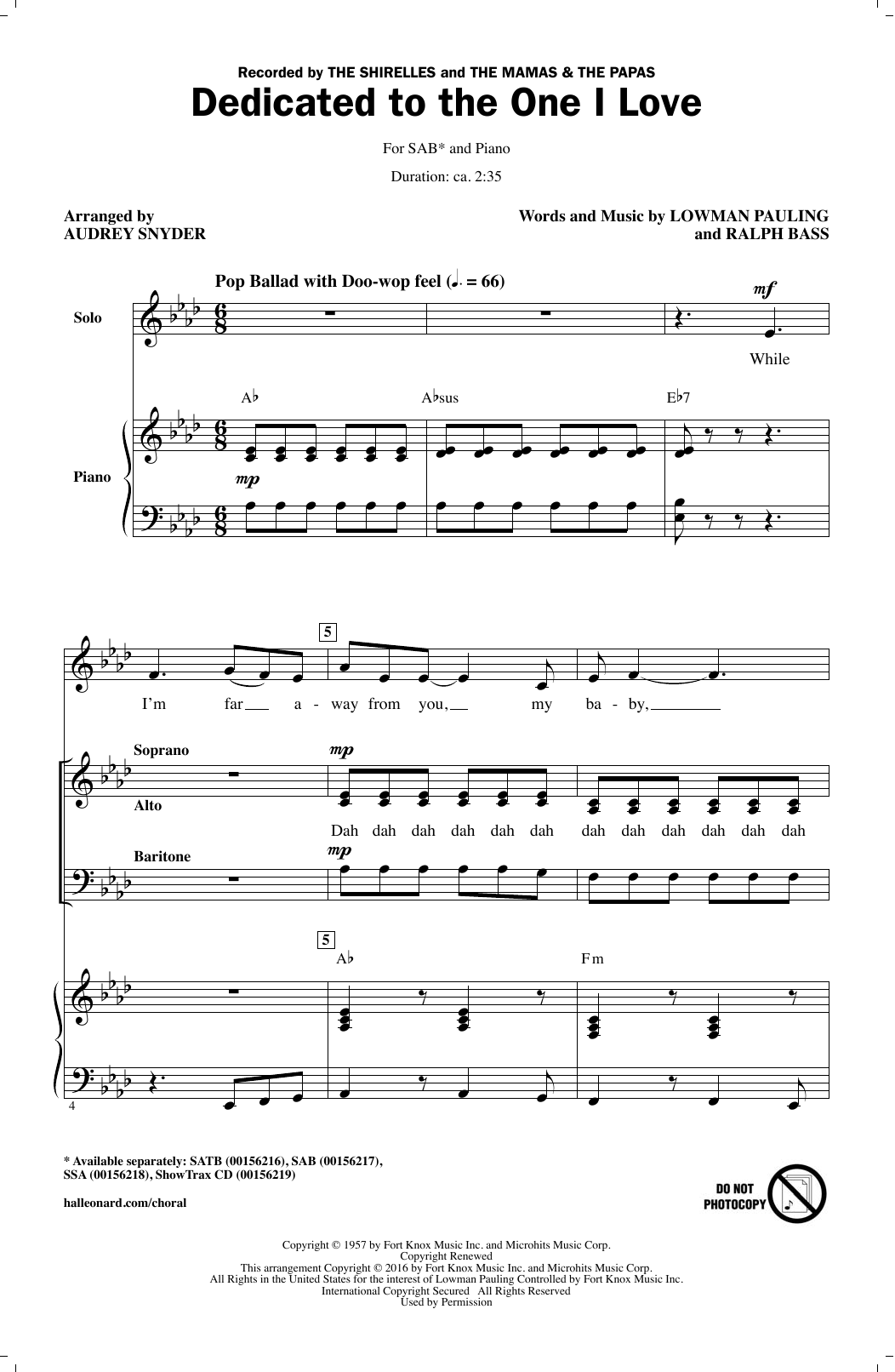 Produktgalerie: Seite 1 von 1 Dedicated To The One I Love, Audrey Snyder, Chor