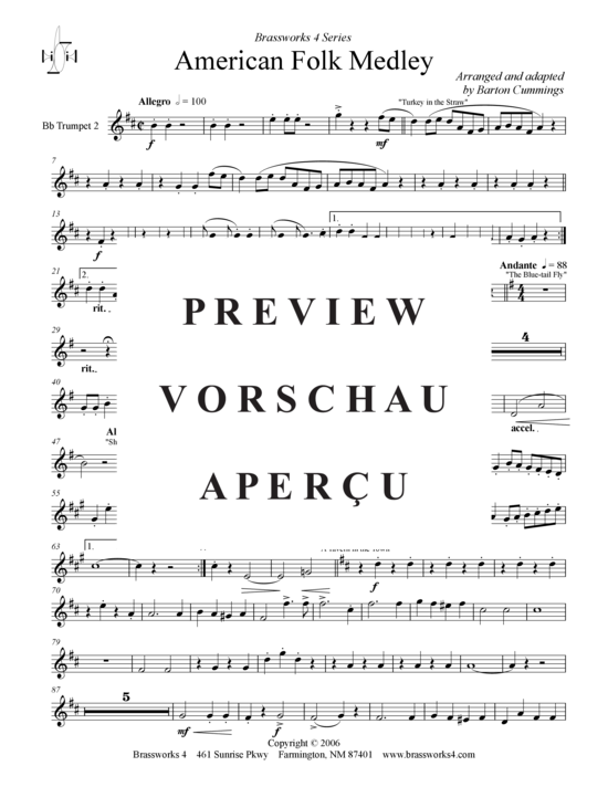 Produktgalerie: Seite 12 von 15 American Folk Medley, , (2xTrompete in B, Horn in F, Posaune)