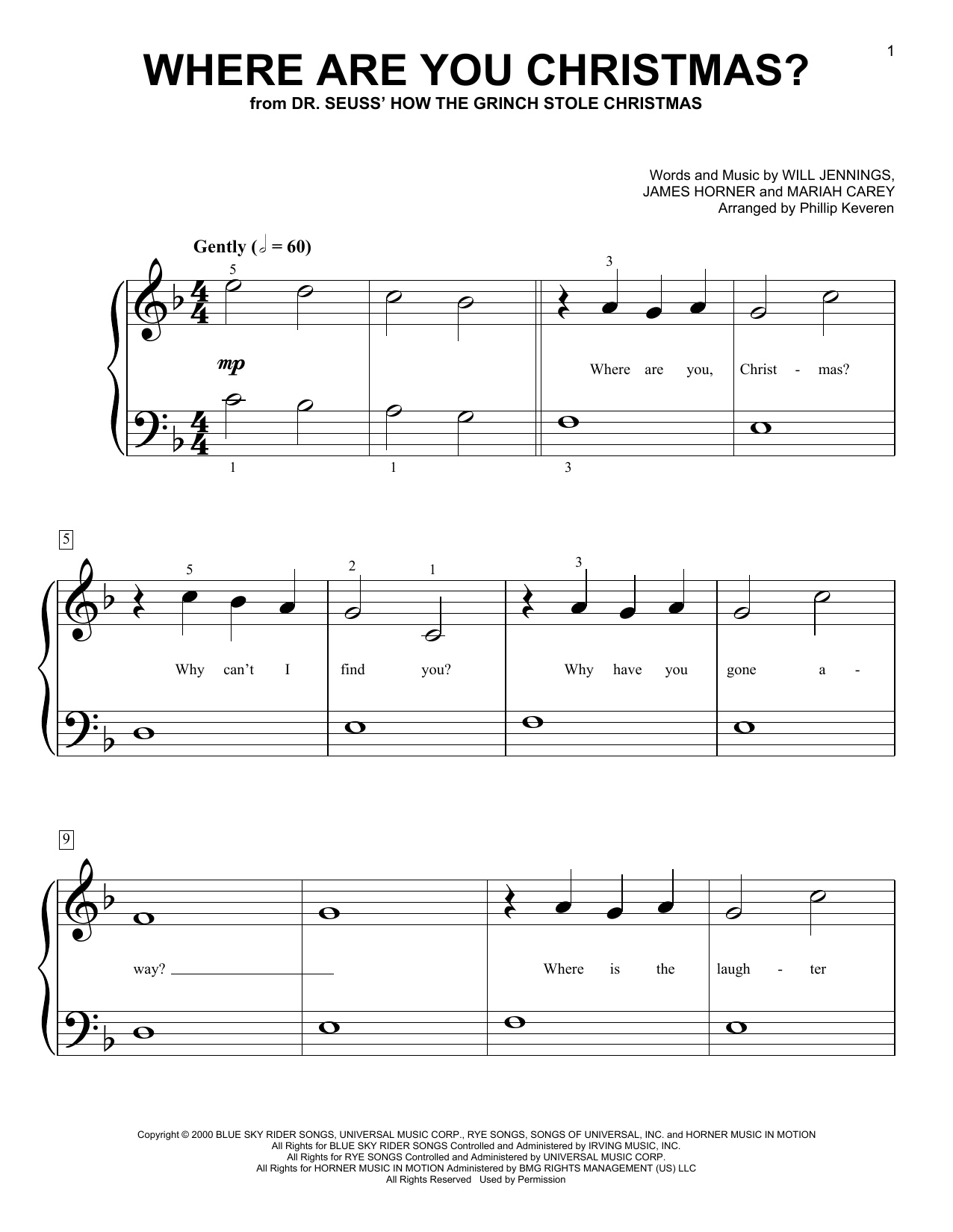 Product picture to: Where Are You Christmas? (from How The Grinch Stole Christmas) (arr. Phillip Keveren)