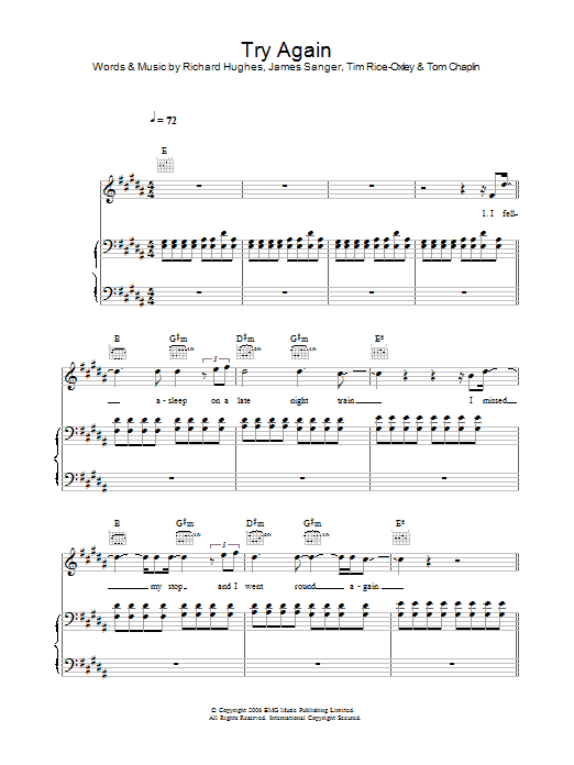 Produktgalerie: Seite 1 von 1 Try Again, Keane, Gesang, Gitarre, Klavier