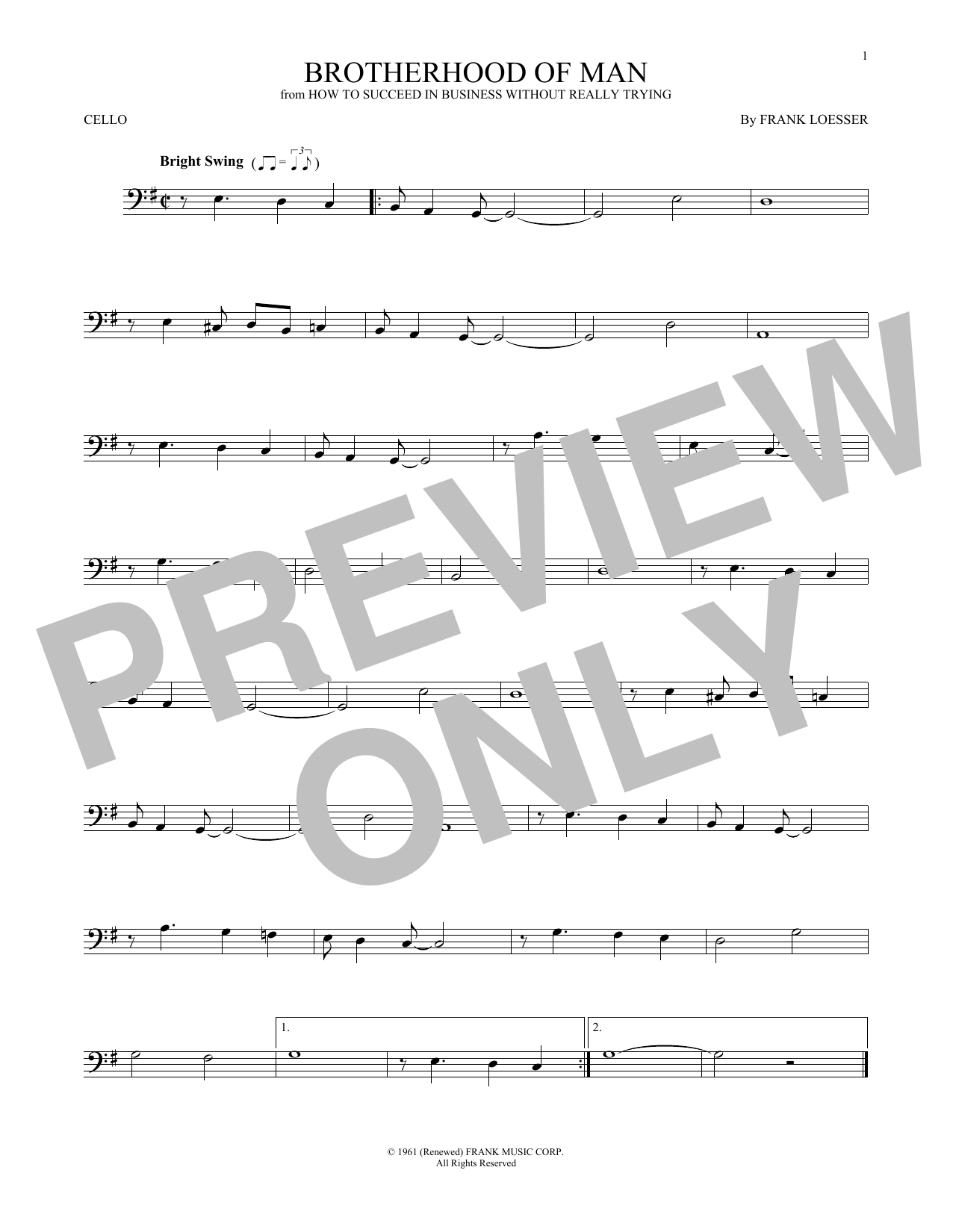 Produktgalerie: Seite 1 von 1 Brotherhood Of Man, Frank Loesser, Violoncello