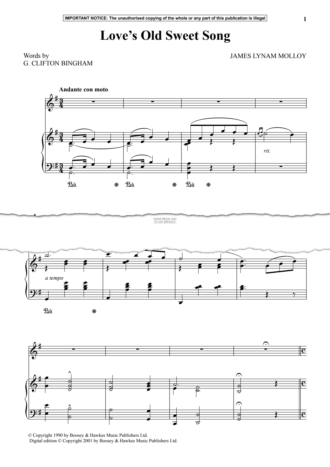 Produktgalerie: Seite 1 von 1 Love’s Old Sweet Song, J. L. Molloy, Gesang, Klavier