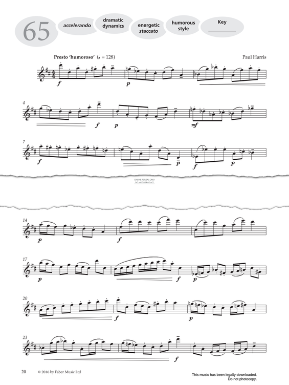 Product gallery: Page 1 of 1 Study No.65 'Presto humoroso' (from 'More Graded Studies For Saxophone Book Two'), Paul Harris