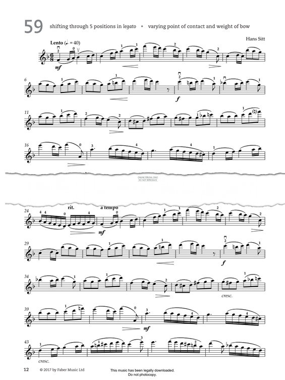 Produktgalerie: Seite 1 von 1 Study No.59 Lento (from '80 Graded Studies For Violin Book Two'), Hans Sitt, Violine