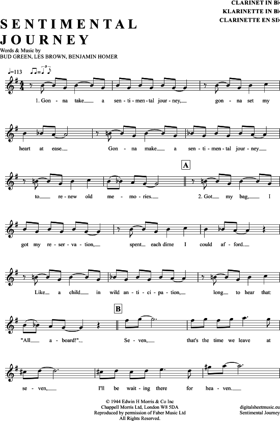 Product gallery: Page 1 of 4 Sentimental Journey , London, Julie, Clarinet in B-flat