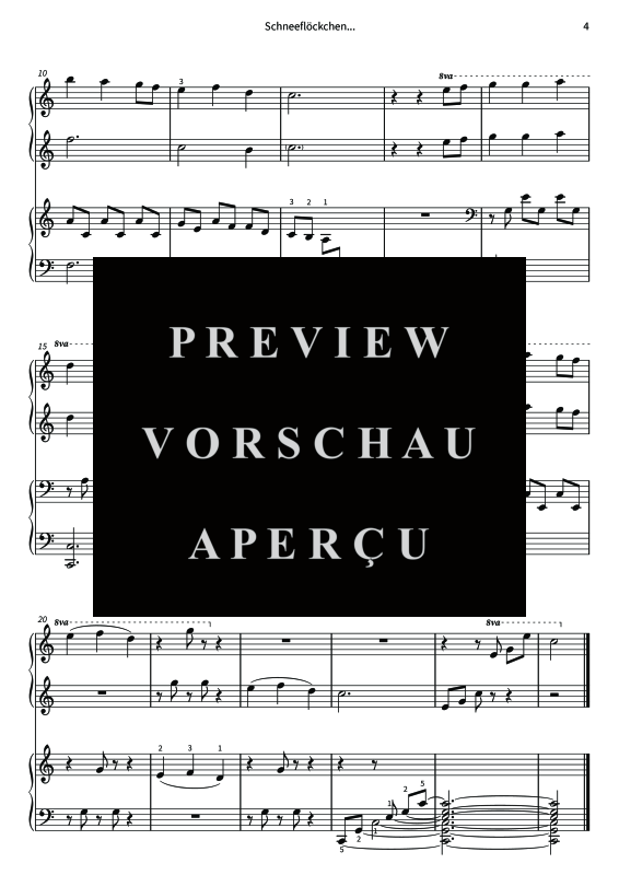 gallery: Schneeflöckchen - Charmante vierhändige Bearbeitung des bekannten Volkslieds, , Klavier Solo