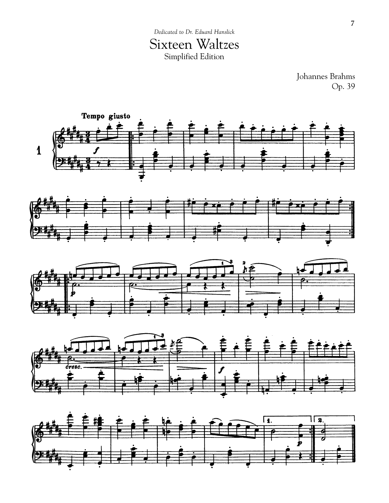 Produktgalerie: Seite 1 von 1 16 Waltzes, Op. 39 (Simplified Edition), Johannes Brahms, Klavier