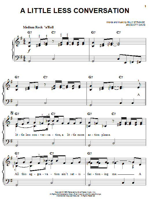 Produktgalerie: Seite 1 von 1 A Little Less Conversation, Elvis Presley, Klavier