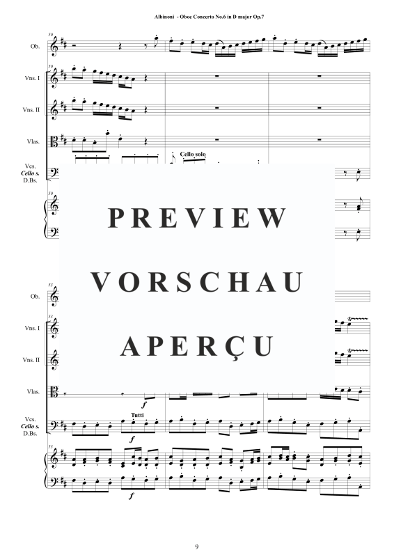 Product gallery: Page 10 of 11 Concerto No.6 in D-Dur Op.7, , Solo Oboe, String Ensemble, and Harpsichord (Basso Continuo)