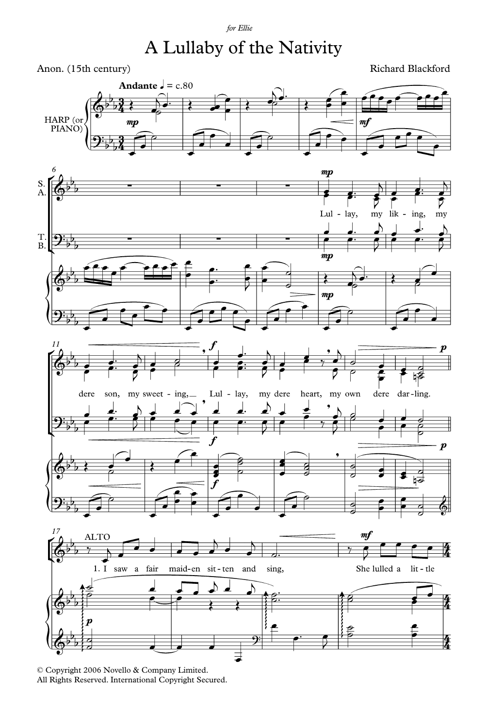 Product gallery: Page 1 of 1 Lullaby Of The Nativity, Richard Blackford