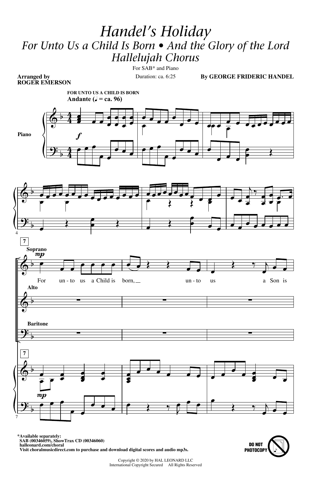 Produktgalerie: Seite 1 von 1 Handel's Holiday (arr. Roger Emerson), George Frideric Handel, Chor