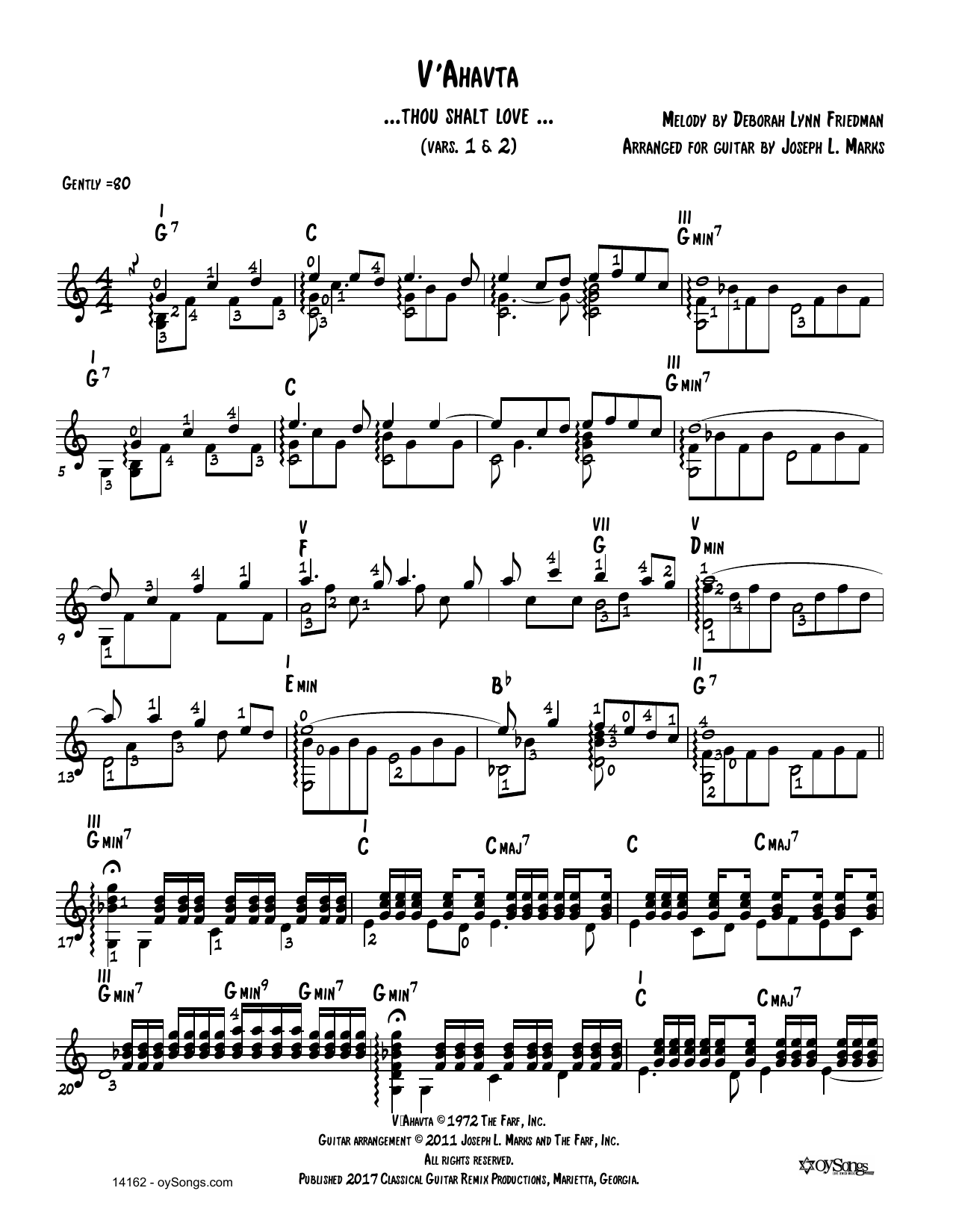 Product gallery: Page 1 of 1 V'ahavta Vars 1, 2 (arr. Joe Marks), Debbie Friedman