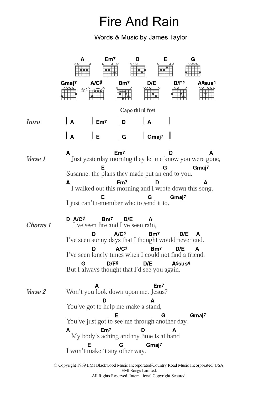 Produktgalerie: Seite 1 von 1 Fire And Rain, James Taylor, Gitarre