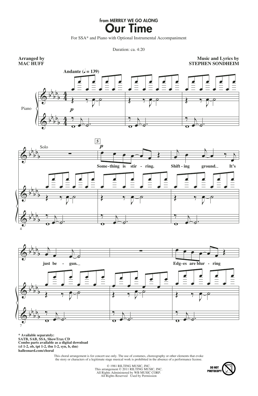 Produktgalerie: Seite 1 von 1 Our Time (from Merrily We Roll Along) (arr. Mac Huff), Stephen Sondheim, Chor