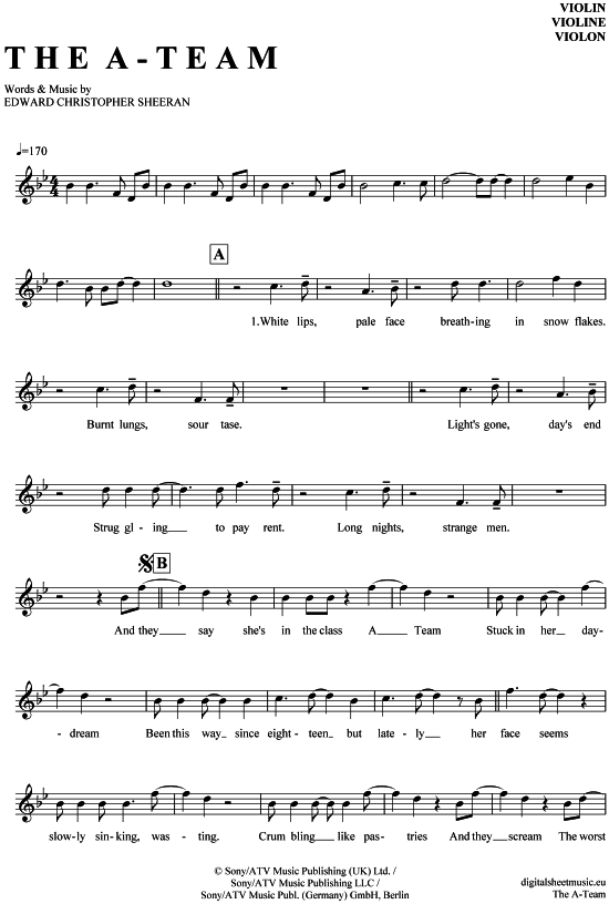 Product gallery: Page 1 of 4 The A-Team , Sheeran, Ed, (violin)