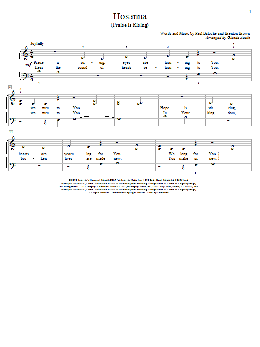 Produktgalerie: Seite 1 von 1 Hosanna (Praise Is Rising), Paul Baloche, Klavier