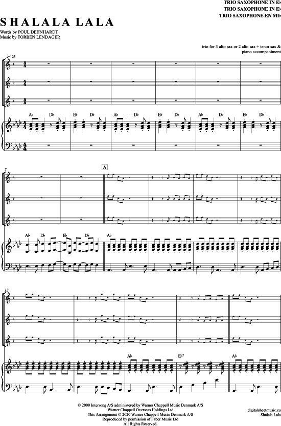 Product picture to: Shalala Lala (Saxophon Trio AAA(T) Vengaboys