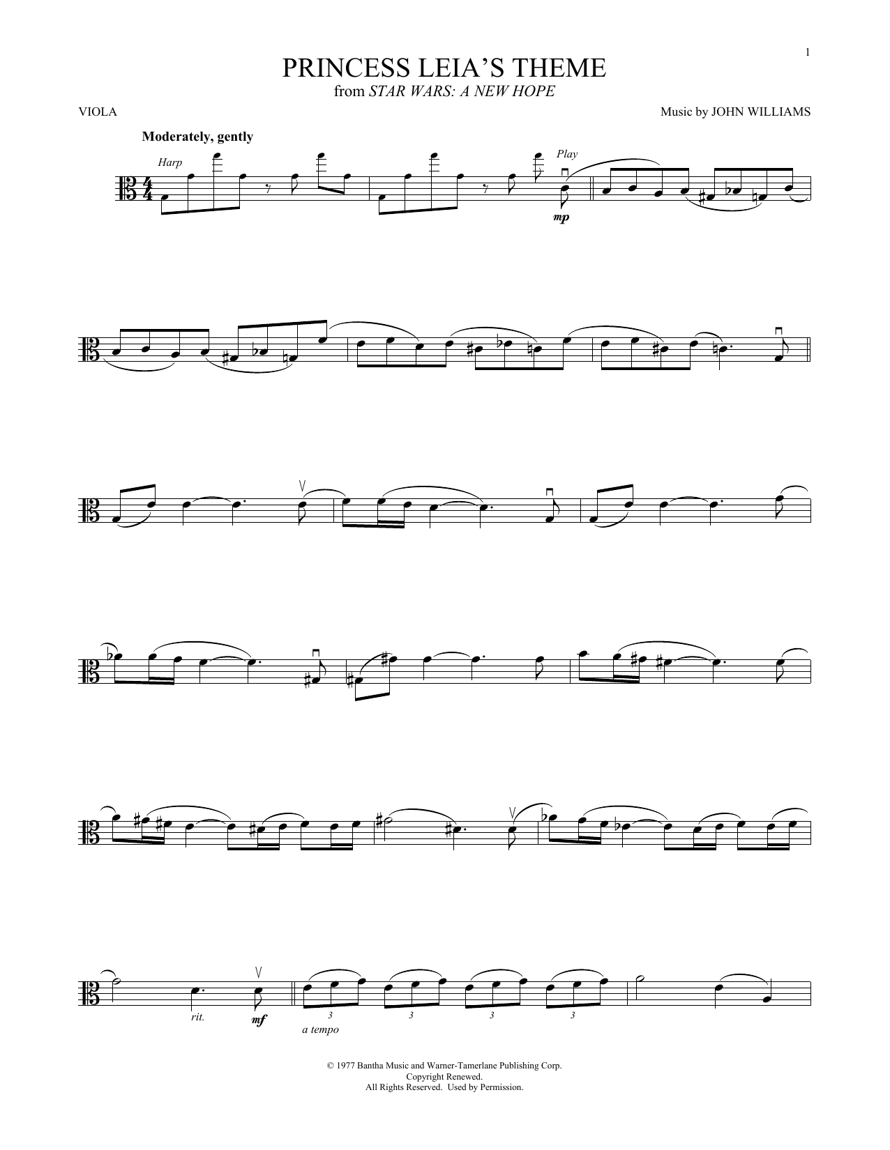 Product gallery: Page 1 of 1 Princess Leia's Theme (from Star Wars: A New Hope), John Williams