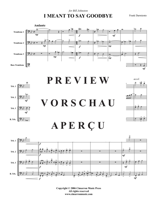 Product gallery: Page 2 of 7 I Meant to Say Goodbye , , (Trombone Quartet)