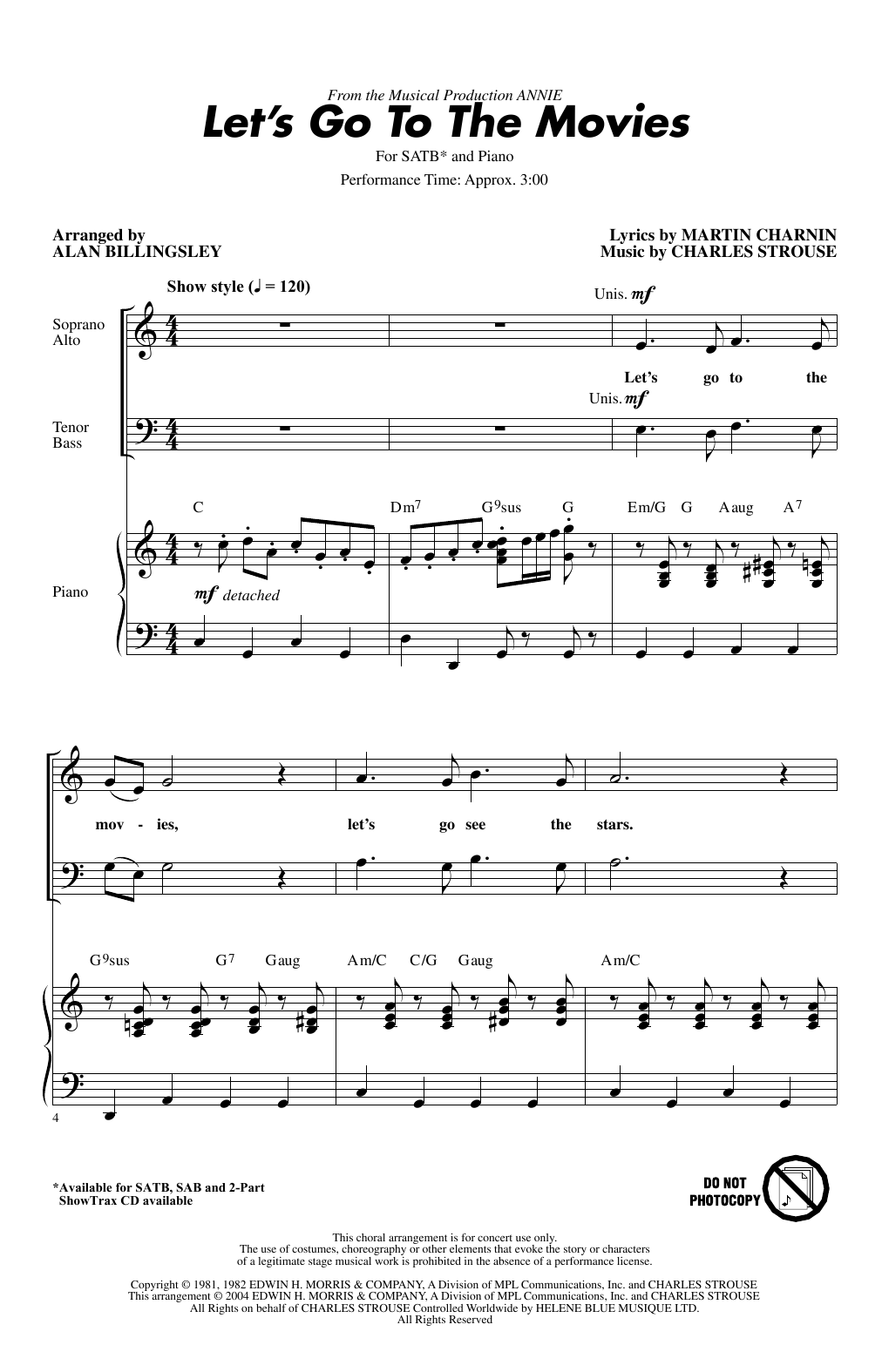 Produktbild zu: Let's Go To The Movies (from Annie) (arr. Alan Billingsley)