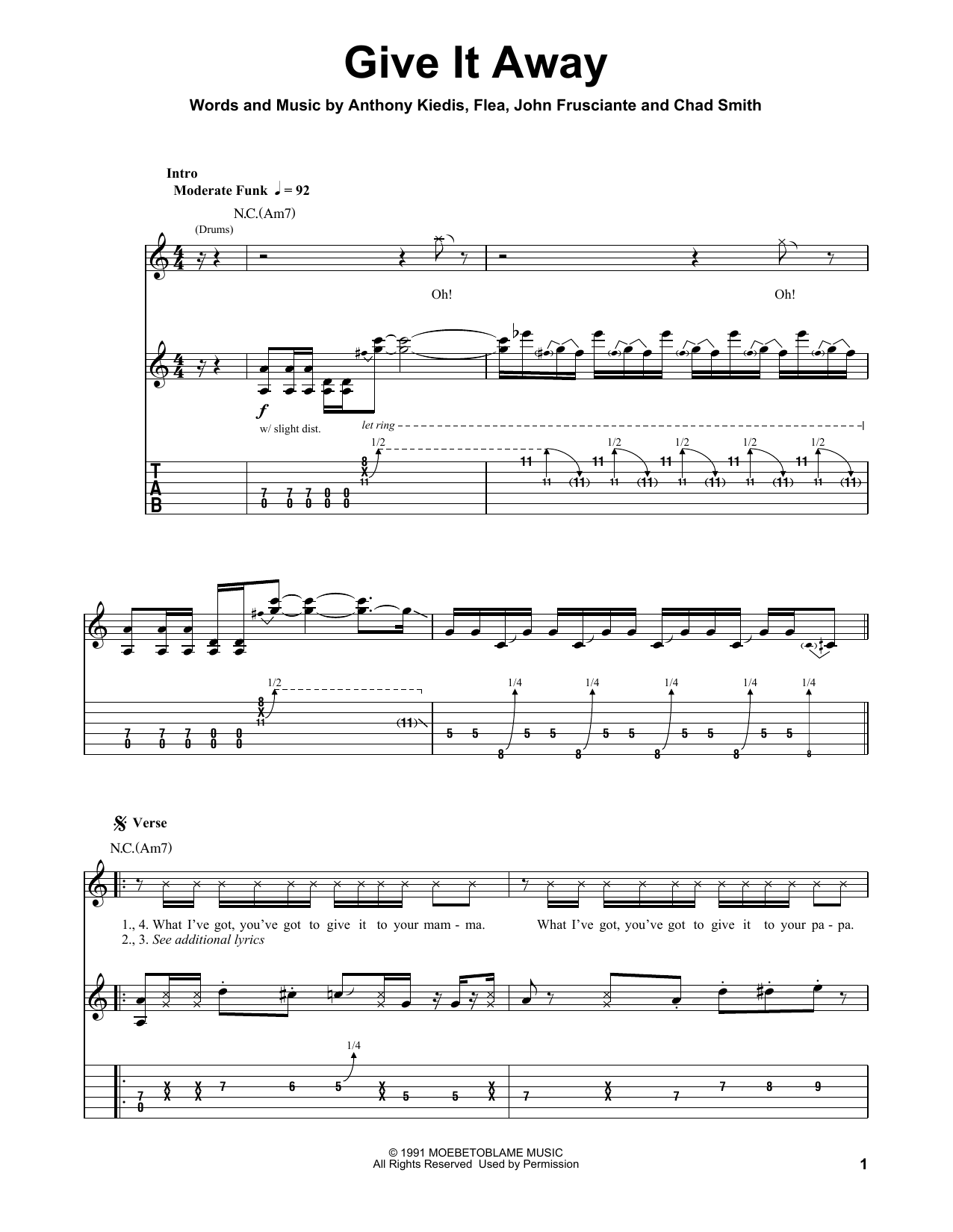 Produktgalerie: Seite 1 von 1 Give It Away, Red Hot Chili Peppers, Gitarre