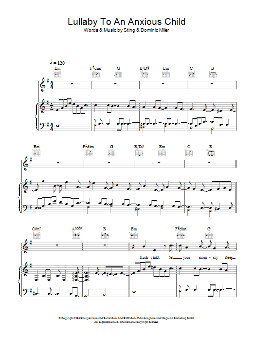 Produktgalerie: Seite 1 von 1 Lullaby For An Anxious Child, Sting, Gesang, Gitarre, Klavier
