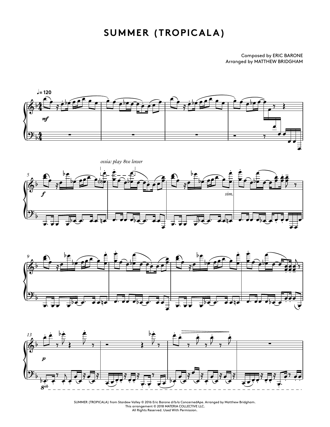 Produktbild zu: Summer (Tropicala) (from Stardew Valley Piano Collections) (arr. Matthew Bridgham)