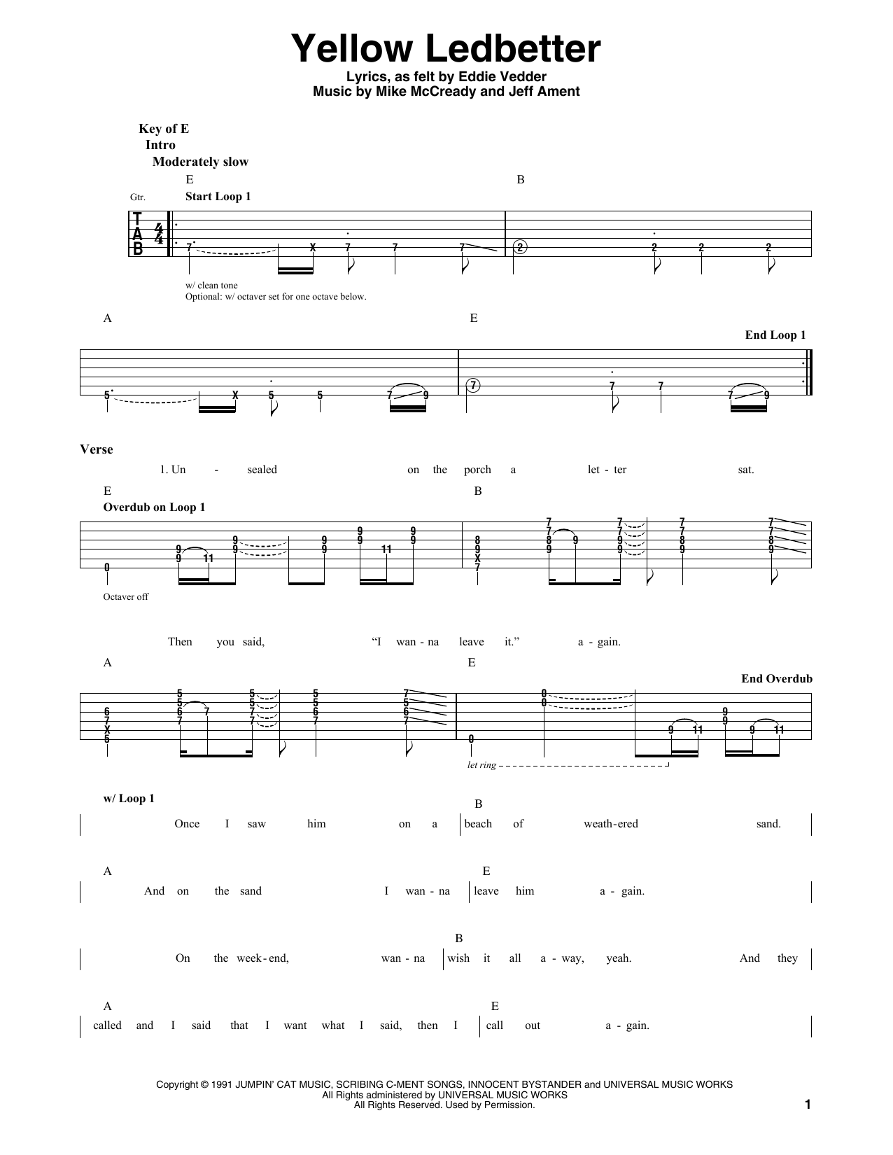 Product gallery: Page 1 of 1 Yellow Ledbetter, Pearl Jam