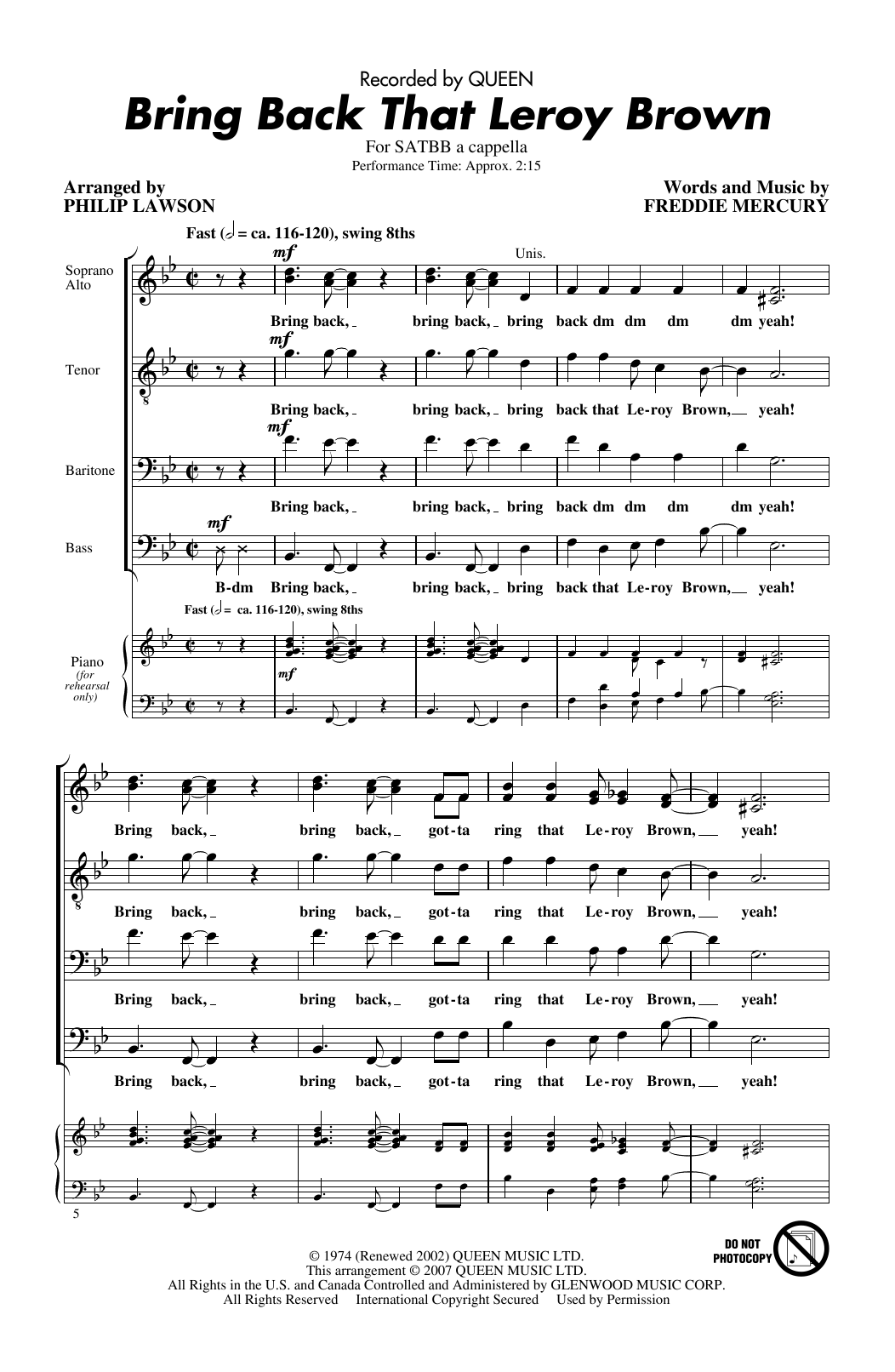 Produktbild zu: Bring Back That Leroy Brown (arr. Philip Lawson)